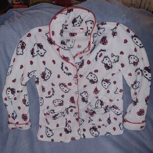 Hello Kitty Fleece Button Up Night Shirt